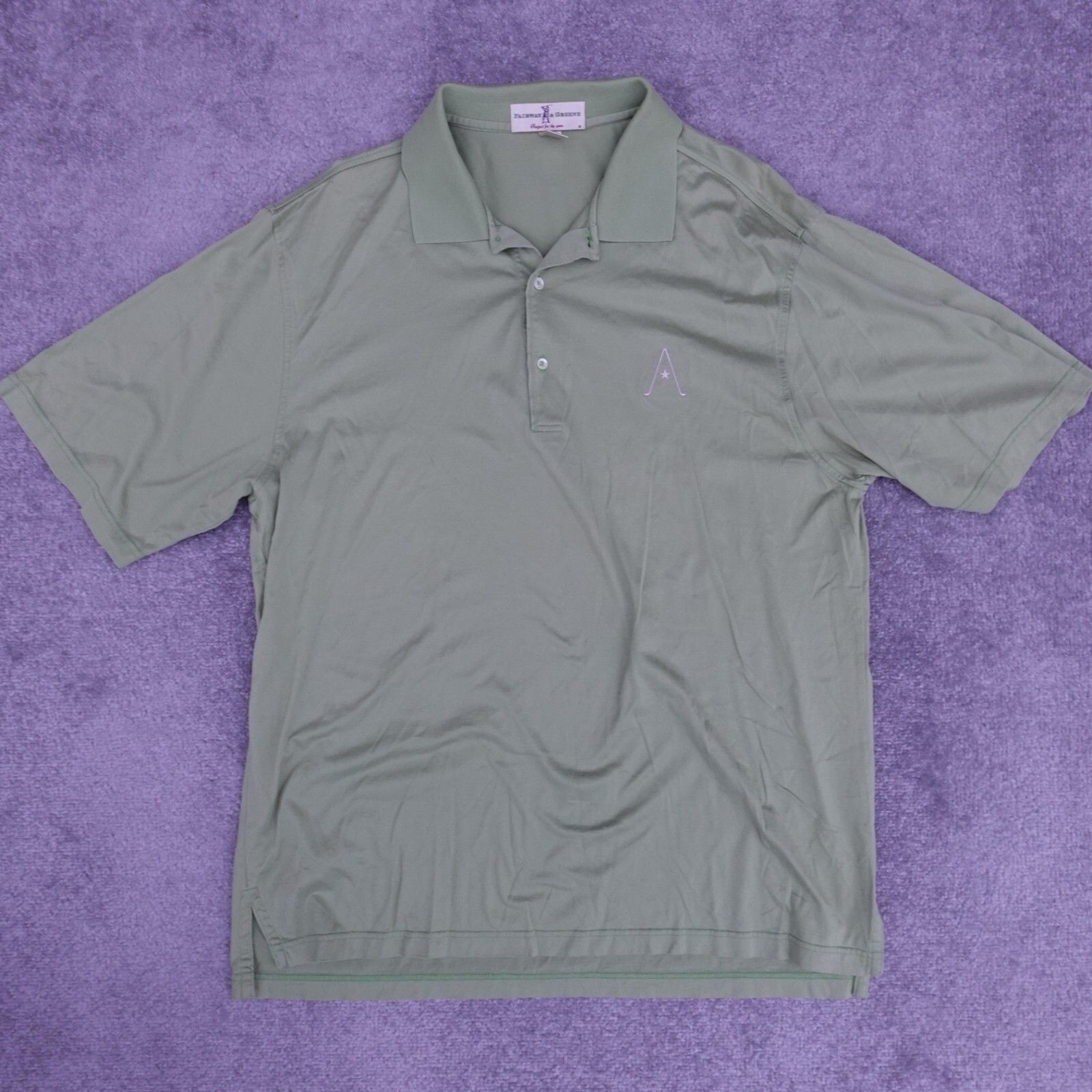 Fairway  Greene Shirt Mens Large Green Golf Polo Embroidered Logo 100 Cotton